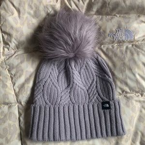 The North Face Oh Mega Pom Knit Beanie Lavender Purple w/ Pom